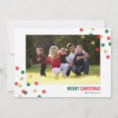 赤グリーン金ゴールド紙吹雪写真メリークリスマスカード 招待状 (正面)