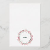 赤グリーン金ゴールド絵を描Christmas Photo Happy 箔シーズンカード (裏面)