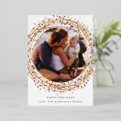 赤グリーン金ゴールド絵を描Christmas Photo Happy 箔シーズンカード (立ち正面)