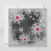 赤グレーシルバー雪の結晶ホリデー誕生日パーティー 招待状 (裏面)