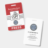 赤グレーストライプの列を押す バッジ (正面＆裏面)