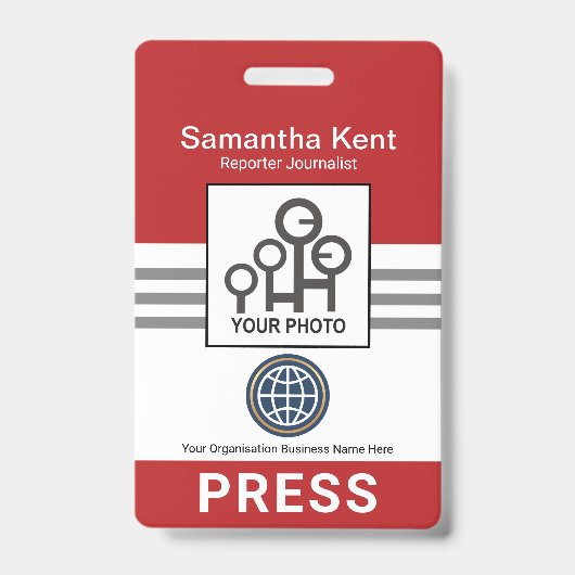 赤グレーストライプの列を押す バッジ (正面)