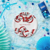 赤グレーバレーボール女子の男の子誕生日パーティー ペーパープレート (パーティー)