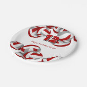 赤グレーバレーボール女子の男の子誕生日パーティー ペーパープレート (アングル)