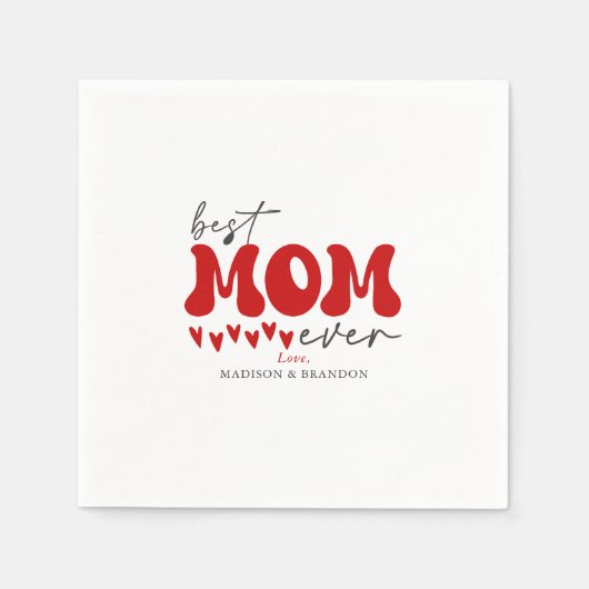 赤グレー可愛最高のいママ スタンダードカクテルナプキン (正面)