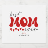 赤グレー可愛最高のいママ スパークリングワインラベル (シングルラベル)