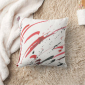 赤グレー黒水彩抽象芸術枕 クッション (ブランケット)
