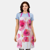 赤ケシのケシが水の色を乱絵を描す エプロン (着用した状態)