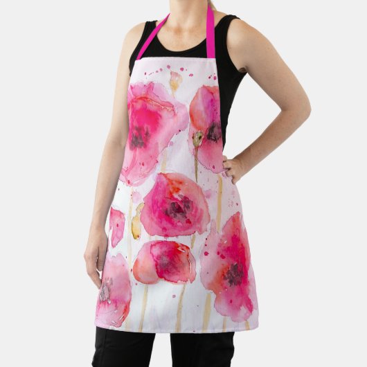 赤ケシのケシが水の色を乱絵を描す エプロン (インサイチュ)