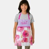 赤ケシのケシの水色絵を描の女の子 エプロン (インサイチュ)