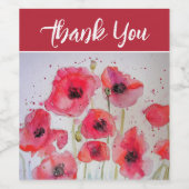 赤ケシのケシの花の水色ありがとう ワインラベル (シングルラベル)