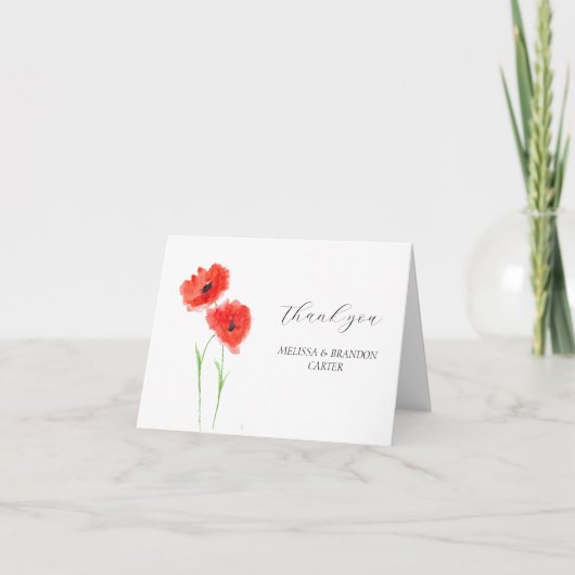赤ケシのケシの花フローラ結婚の感謝 サンキューカード (正面)