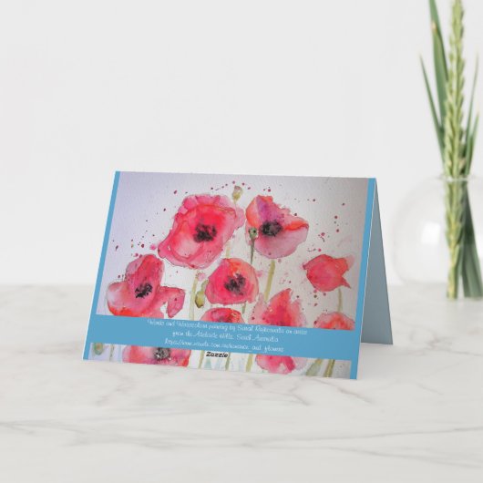 赤ケシのケシの花水彩絵を描の芸術 カード (裏面)