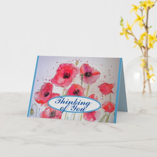 赤ケシのケシの花水彩絵を描の芸術 カード (黄色い花)