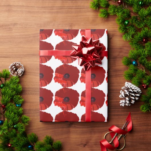 赤ケシのケシフローラ包装紙 ラッピングペーパー (クリスマスギフト)