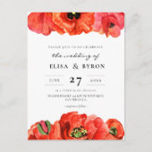 赤ケシの水彩結婚式招待状 ポストカード (正面)