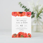 赤ケシの水彩結婚式招待状 ポストカード (スタンド正面)