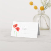 赤ケシの水色ケシフローラ結婚ズ プレイスカード (正面)