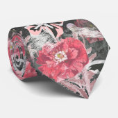 赤ケシカラフルフローラプリント。 ネクタイ (ロール)
