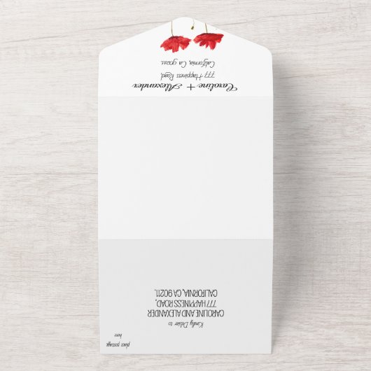 赤ケシモダンはっきりしたエレガントフローラ オールインワン招待状 (外側)