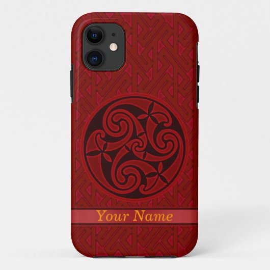 赤ケルトのアートスパイラルデザインオン鍵パターンiPod Case-Mate iPhoneケース (裏面)