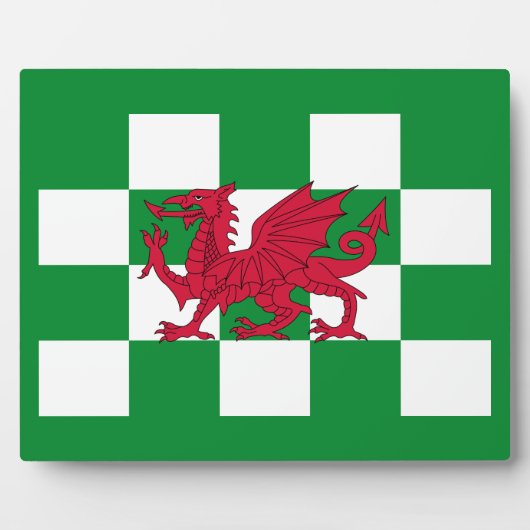 赤ケルト竜市松模様に旗神秘の生物 フォトプラーク (正面)