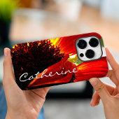 赤ゲベラデイジー花写真名前をカスタムするスクリプト Case-Mate iPhoneケース