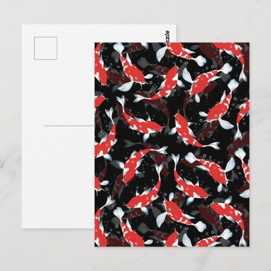 赤コイ魚柄 ポストカード (正面/裏面)