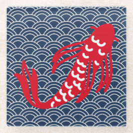 赤コイ魚 ガラスコースター