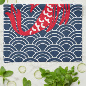 赤コイ魚 キッチンタオル (折り畳み)