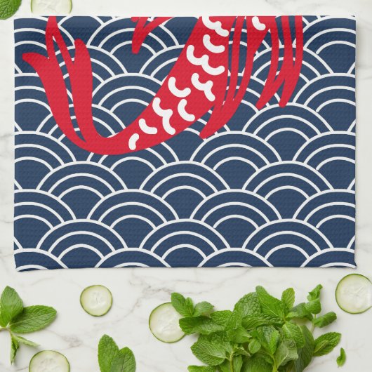 赤コイ魚 キッチンタオル (折り畳み)