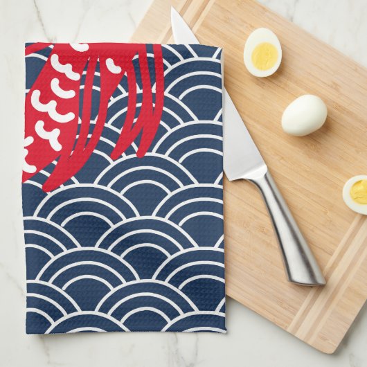 赤コイ魚 キッチンタオル (四つ折り)