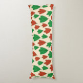 赤コンテンポラリーと緑のオークの葉パターン ボディピロー (正面縦)