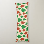 赤コンテンポラリーと緑のオークの葉パターン ボディピロー (裏面 (縦))