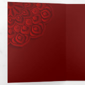 赤コンテンポラリー板紙マンダラ結婚ズ 三つ折り招待状 (内部最初)