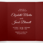 赤コンテンポラリー板紙マンダラ結婚ズ 三つ折り招待状 (内部中)