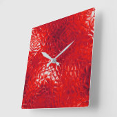 赤コンテンポラリー箔抽象芸術 スクエア壁時計 (傾斜)