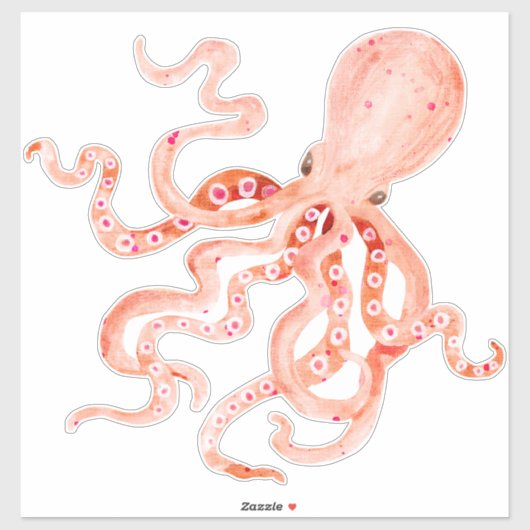 赤コーラルカラフルタコビーチ海デコールアート シール (シート)