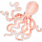 赤コーラルカラフルタコビーチ海デコールアート シール (正面)