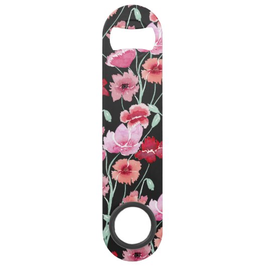 赤コーラルピンクブラックウォーター色フラワーズモノグラム スピード栓抜き (裏面)