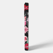 赤コーラルピンクブラックウォーター色フラワーズモノグラム Case-Mate iPhoneケース (裏面 / 左)