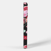 赤コーラルピンクブラックウォーター色フラワーズモノグラム Case-Mate iPhoneケース (裏面 / 右)