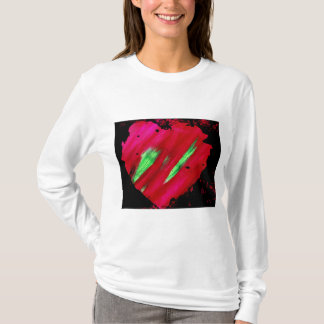 赤ゴシックハート絵を描(ばちゃばちゃ)跳ねるの婦人用シャツ Tシャツ