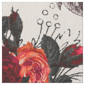 赤ゴシックバラ模様 ファブリック (クローズアップ)