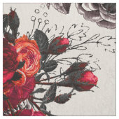 赤ゴシックバラ模様 ファブリック (見本)