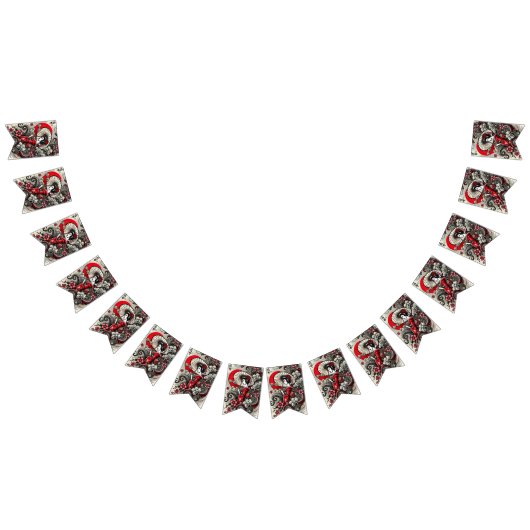 赤ゴシック様式のドラゴンのバンティングバナー バンティングフラッグ (全)