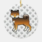 赤ゴマ柴犬漫画ドッグイラストレーション セラミックオーナメント (裏面)