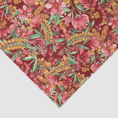 赤ゴールデンイエローグリーン水彩花パターン 薄葉紙 (詳細)