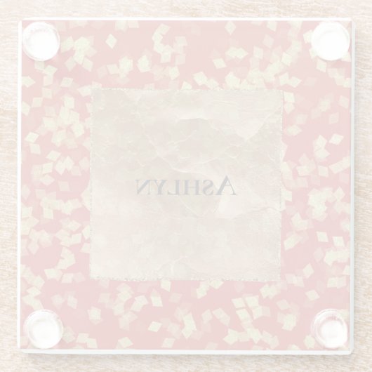 赤ゴールドのコンフェッティ抽象的な誕生日 ガラスコースター (裏面)