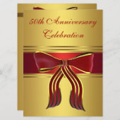 赤ゴールドの弓 ゴールド 50周年結婚記念日 招待状 (正面/裏面)